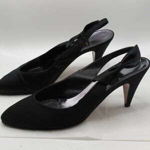 Lord & Taylor black fabric slingbacks with bow detail - 8.5AA